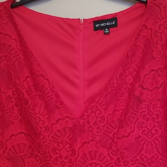 My Michelle red lace overlay dress - Picture 6 of 9